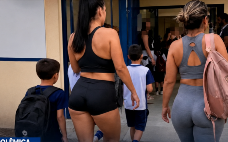 Escola proíbe mães de entrarem para buscar os filhos usando roupas curtas e decotadas e caso gera polêmica