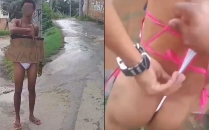 Acusado de roubar motorista por aplicativo em Salvador é obrigado por traficantes a desfilar de ‘fio dental’