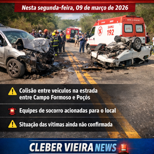 Acidente é registrado na estrada entre Campo Formoso e Poços nesta segunda-feira (09)