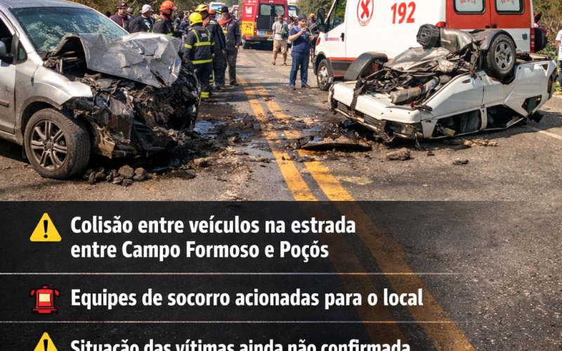 Acidente é registrado na estrada entre Campo Formoso e Poços nesta segunda-feira (09)