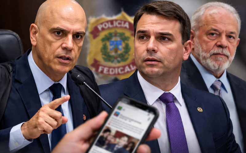 Moraes manda PF abrir inquérito contra Flávio por post sobre Lula