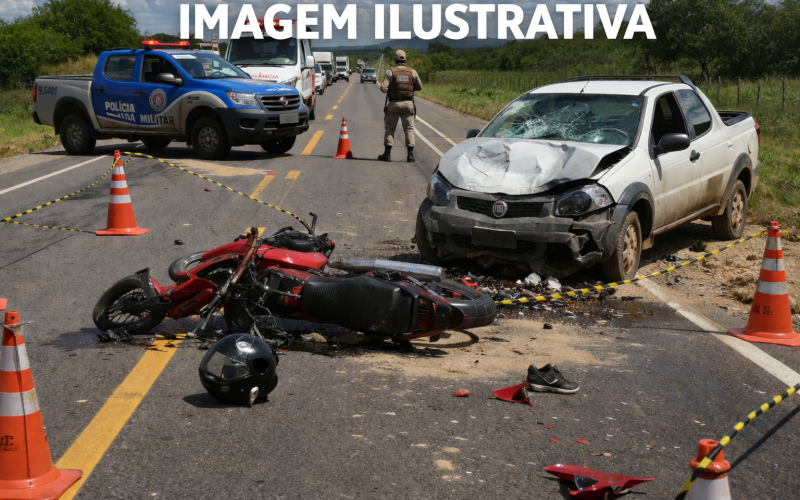 Colisão entre carro e moto deixa um morto na BA-131 em Pindobaçu