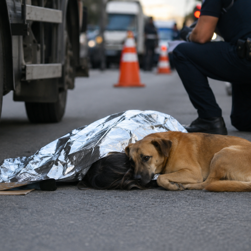 Cachorro permanece ao lado do corpo da tutora após atropelamento fatal em São Paulo