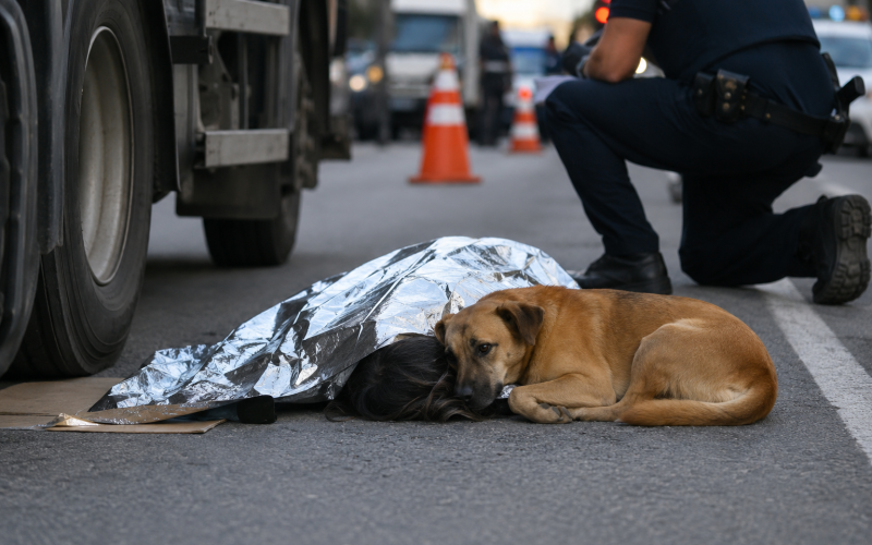 Cachorro permanece ao lado do corpo da tutora após atropelamento fatal em São Paulo