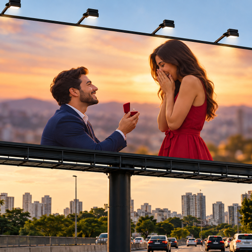 Empresário gasta R$ 5 mil em outdoor para pedir namorada em casamento em Belo Horizonte