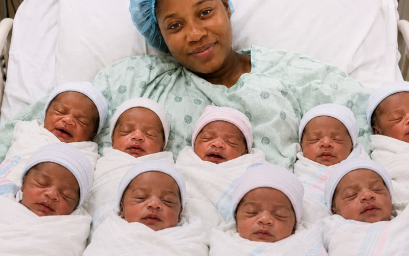 Mãe que deu à luz nove bebês de uma só vez emocionou o mundo e entrou para o Guinness World Records