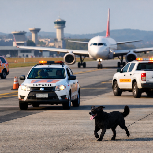Cachorro invade aeroporto de Guarulhos na tarde desta quarta-feira