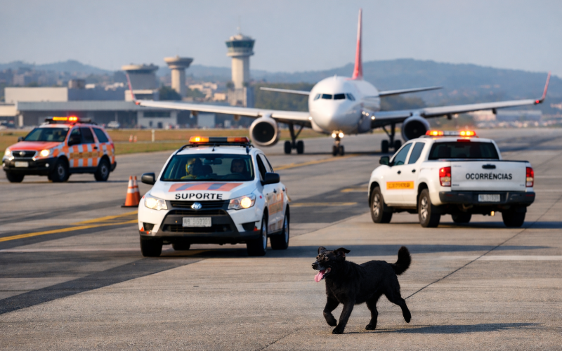 Cachorro invade aeroporto de Guarulhos na tarde desta quarta-feira