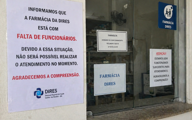 Base da Dires em Senhor do Bonfim enfrenta falta de funcionários e população reclama das filas na farmácia