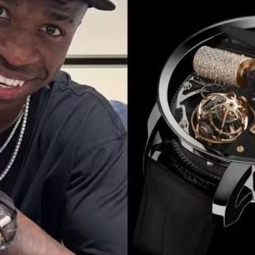 Vini Jr. exibe relógio cravejado de diamantes ‘O Poderoso chefão’ e valor choca internautas; saiba quanto